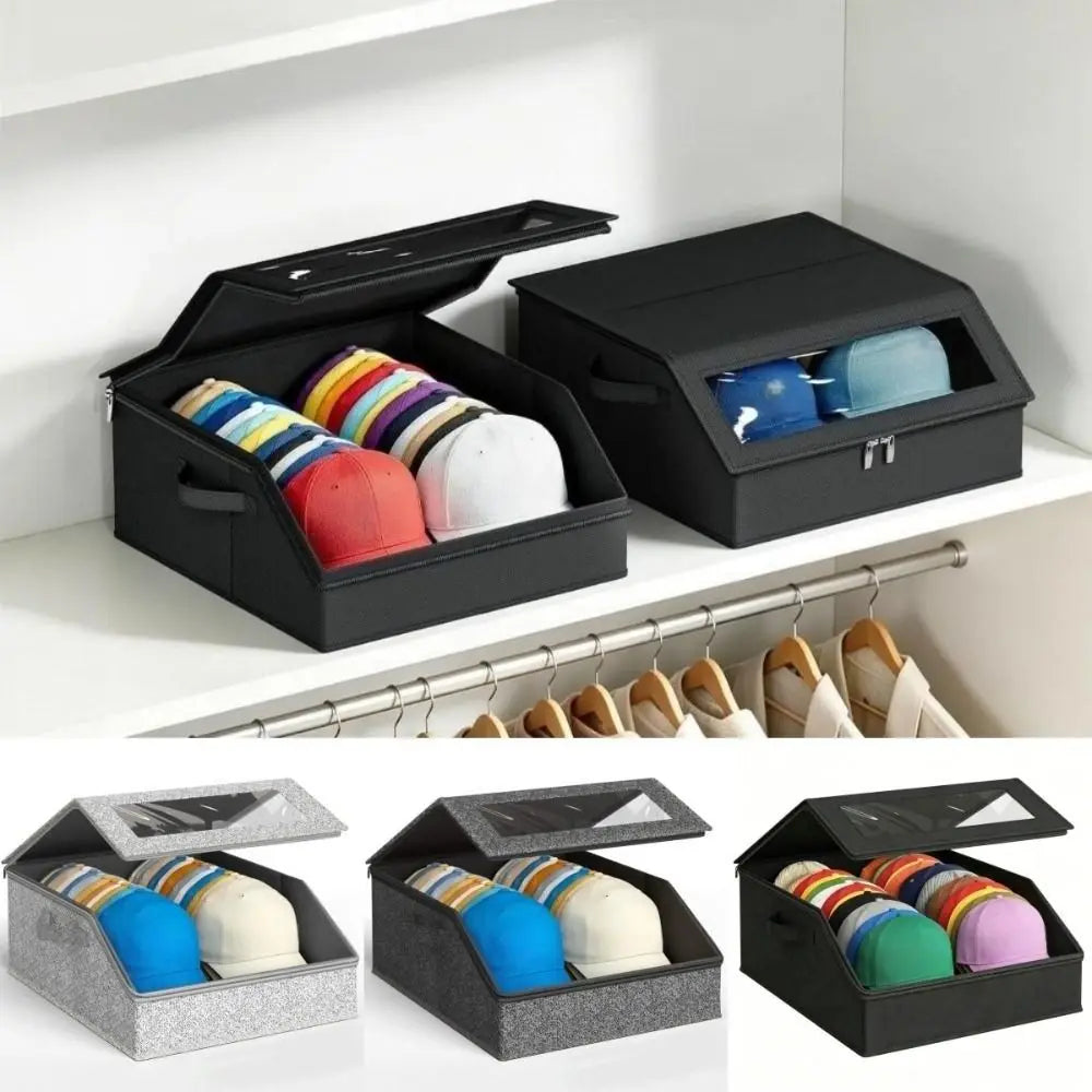 Clear Window Hat Storage Box – 24 Cap Stackable Organizer