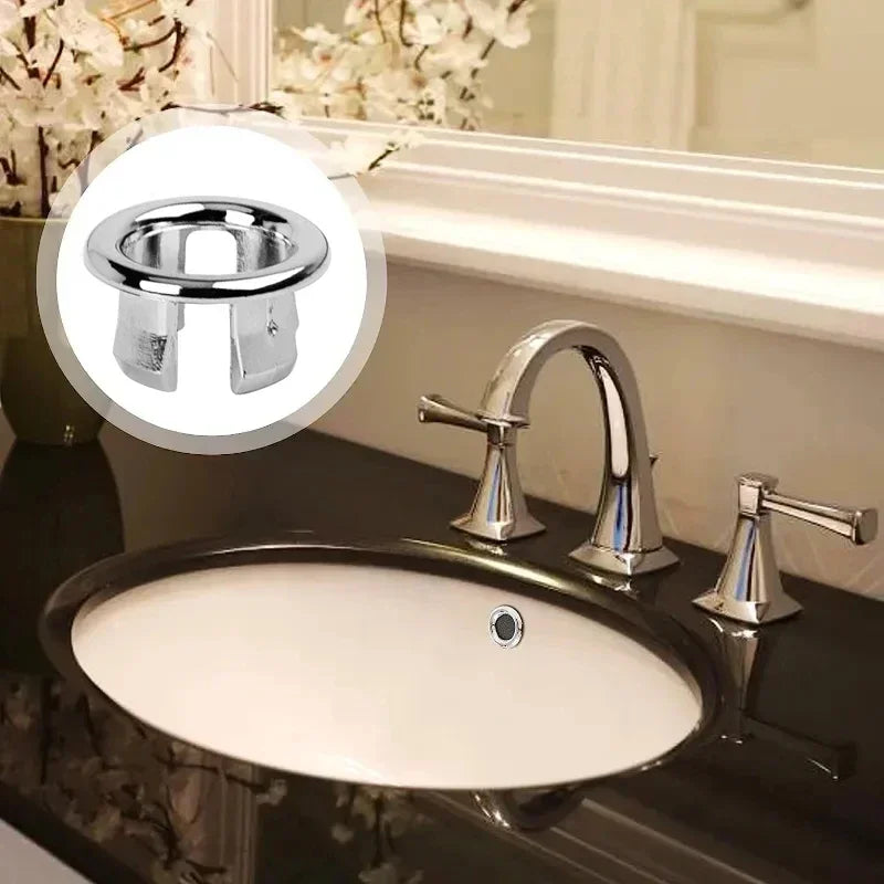 4PCS Chrome Sink Overflow Cover Ring Basin Drain Cap Replacement Sink Overflow Cover Nixie