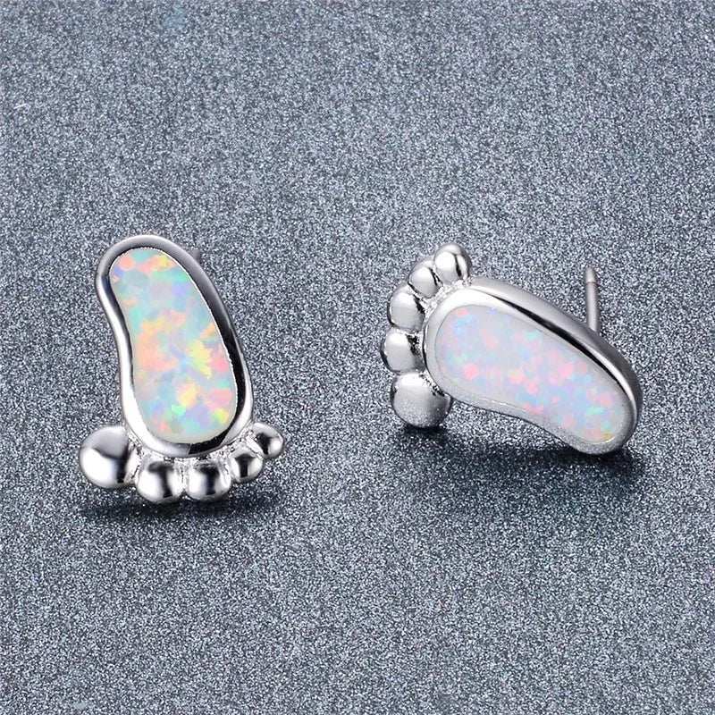Blue Simulated Opal Glass Vintage Stud Earrings | Hypoallergenic Stud Earrings Nixie