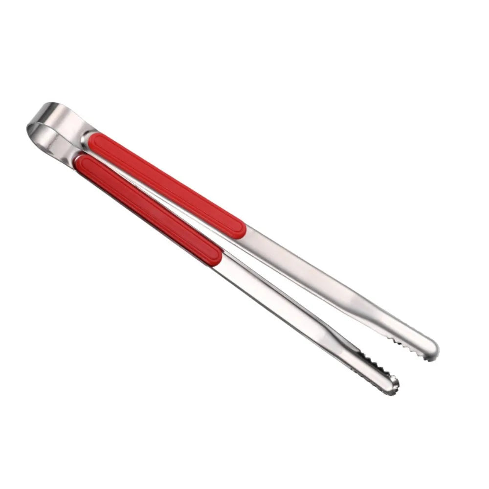 Stainless Steel BBQ Tongs – Non-Slip Heat-Resistant Grill Clip BBQ Grill Tongs Nixie Red