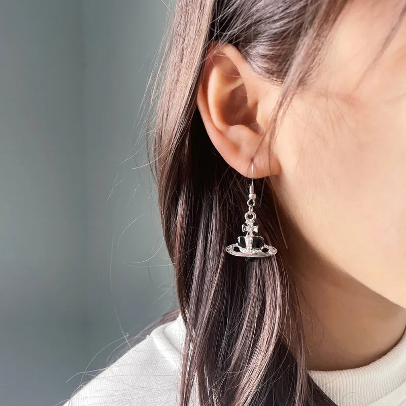 Punk Saturn Drop Earrings – Silver-Plated Oil Drop Enamel Drop Earrings Nixie