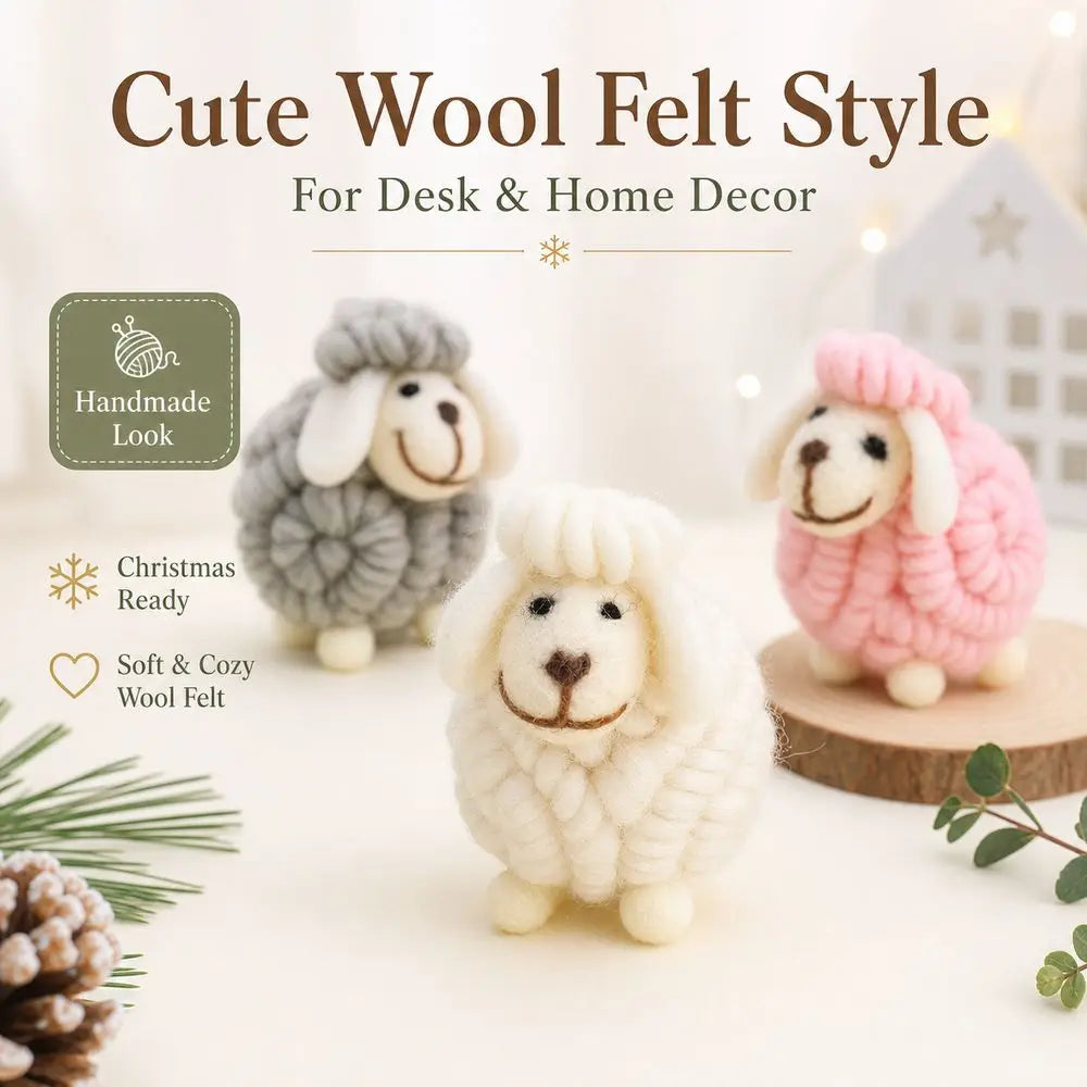 Wool Felt Christmas Sheep Figurine Nordic Lamb Ornament Christmas Figurine Nixie