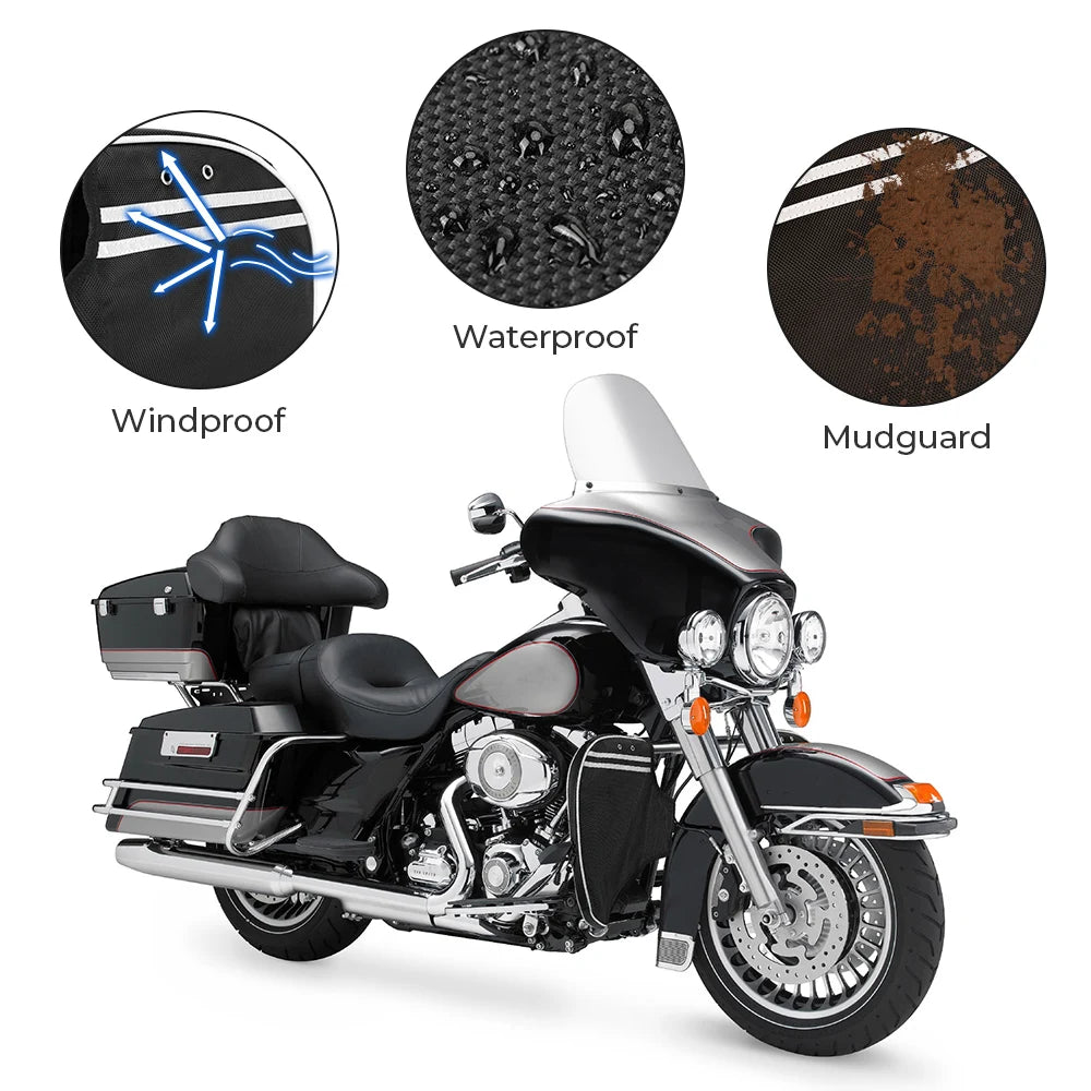 Motorcycle Soft Lower Chaps Leg Bag Touring Road King Glide 1980-2025 Motorcycle Soft Lowers Nixie