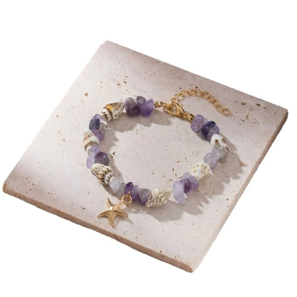 Bohemian Conch Shell Starfish Beaded Bracelet – Adjustable Beaded Wrap Bracelet Nixie