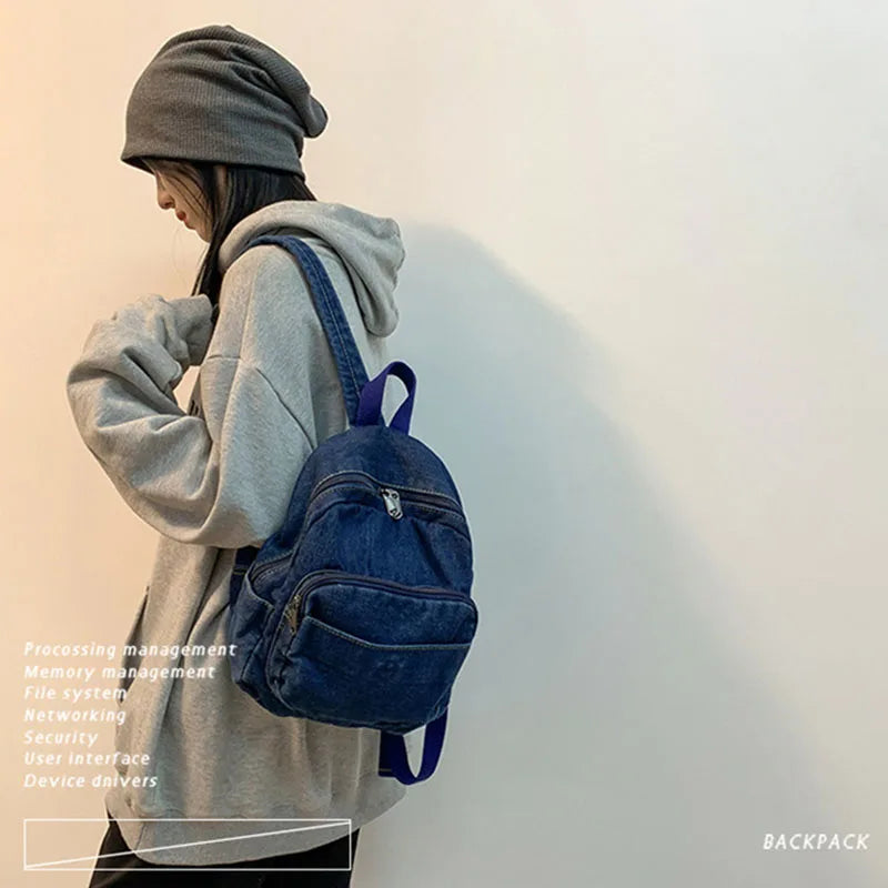 Nixie Denim Mini Backpack – Travel Daypack for Women & Teens Denim Mini Backpack Nixie