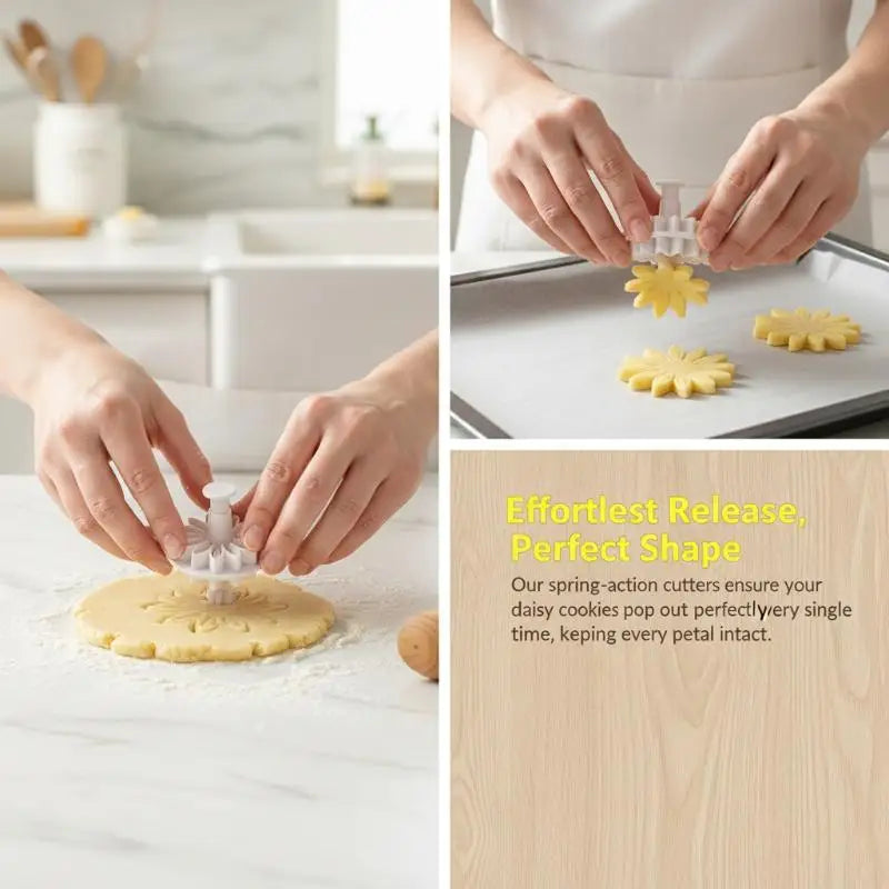 4-Piece Flower Fondant Plunger Cookie Cutter Mold Set Cookie Cutter Mold Nixie