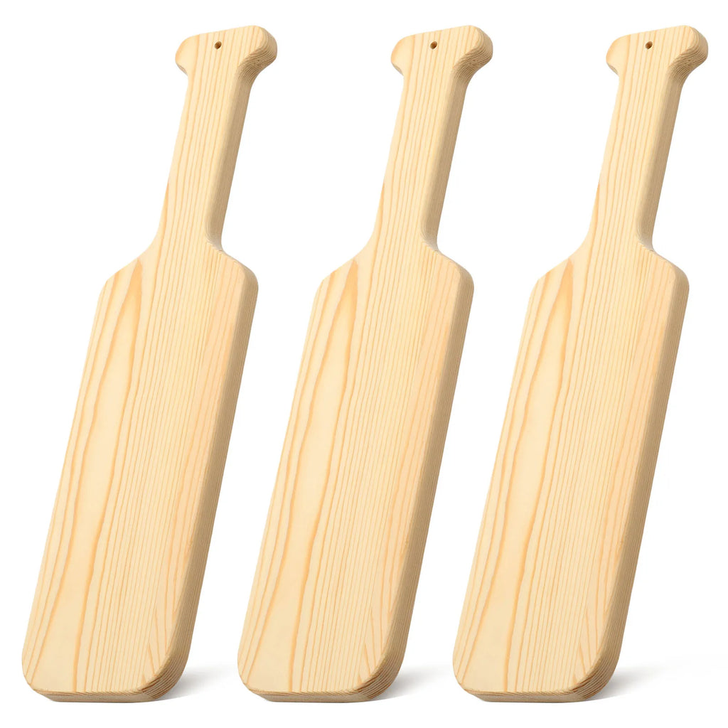 3-Pack Unfinished Wood Paddles for DIY Painting & Crafts Wood Craft Blank Nixie Wood color 3