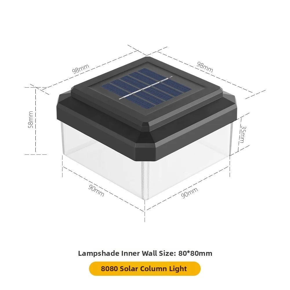 IP65 Solar LED Post Cap Light – Waterproof Outdoor Fence Lamp Solar Fence Light Nixie 8X8cm