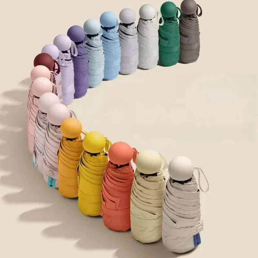 Mini Capsule Folding Umbrella UPF50+ UV & Rain Protection Folding Travel Umbrella Nixie
