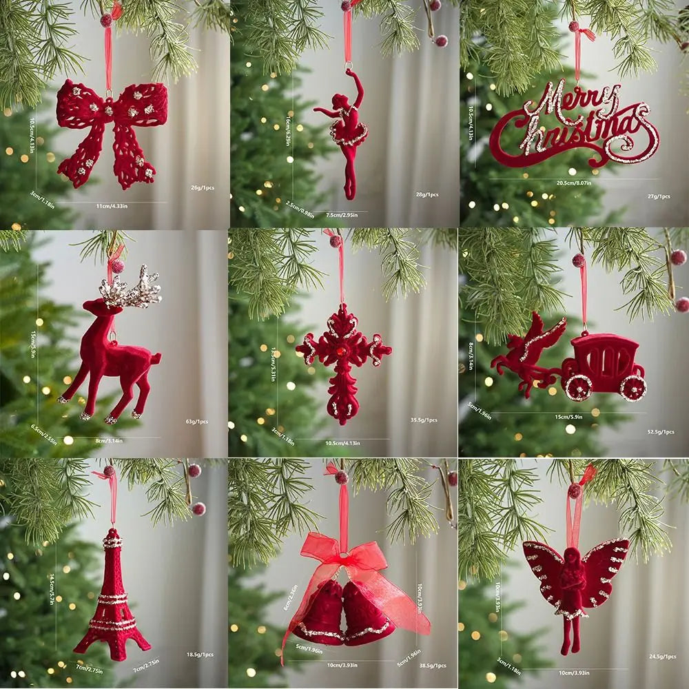 Velvet Elk Christmas Tree Ornament – Red Bow Pendant Decor Christmas Tree Ornament Nixie