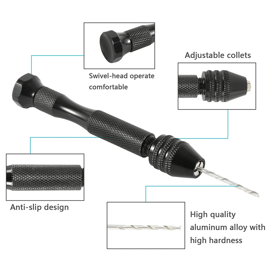 49pc Mini Hand Drill & HSS Twist Bit Set 0.5–3.0mm – Craft & Jewelry Mini Hand Drill Set Nixie