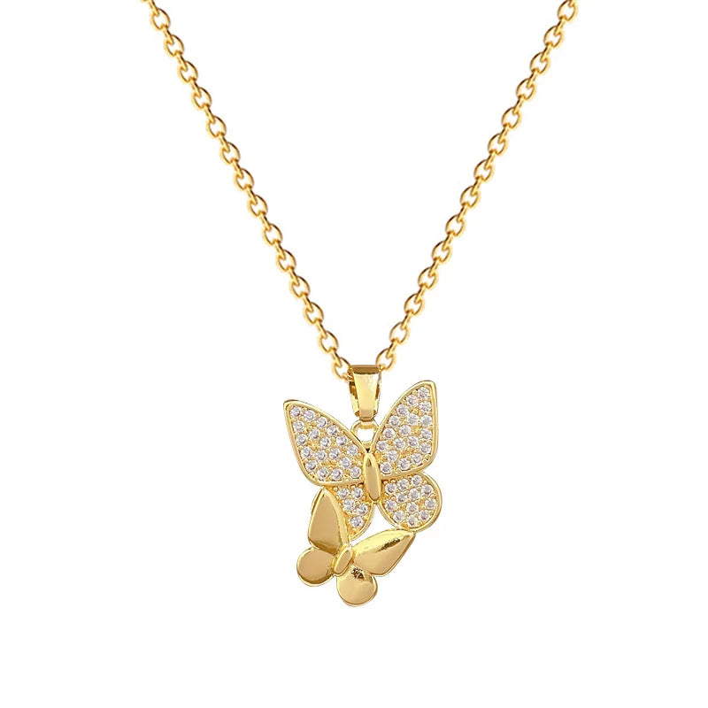 Butterfly Pendant Necklace Gold Stainless Steel Choker Women Pendant Necklace Nixie