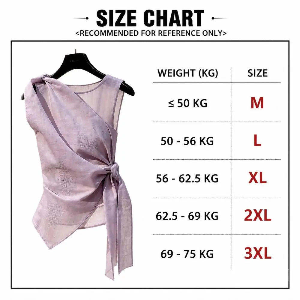 Women's Sleeveless Tulle Tie-Front Top | Elegant Chinese Style Sleeveless Vest Top Nixie