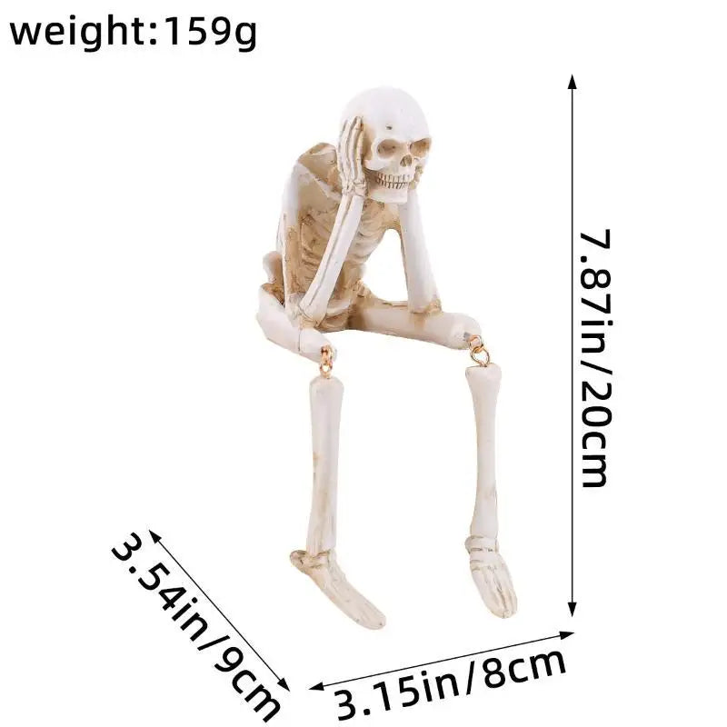 3-Piece Resin Skeleton Figurines – Halloween Shelf Sitter Decor Halloween Figurine Set Nixie A1