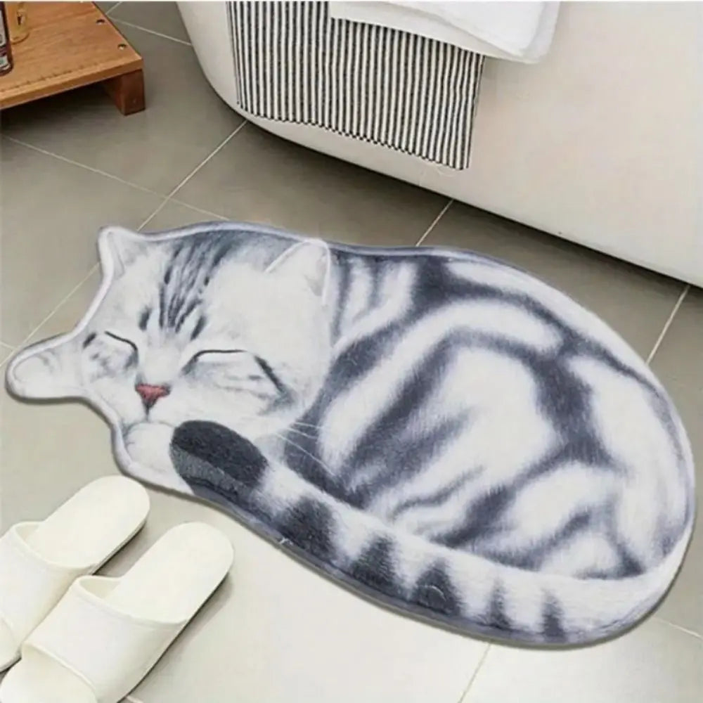 Cute Cat Crystal Fleece Floor Mat – Non-Slip 40×60cm Bath Mat Nixie