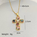 Colorful Cross Pendant Necklace – Women's Gold Clavicle Chain Pendant Necklace Nixie XL1468-1
