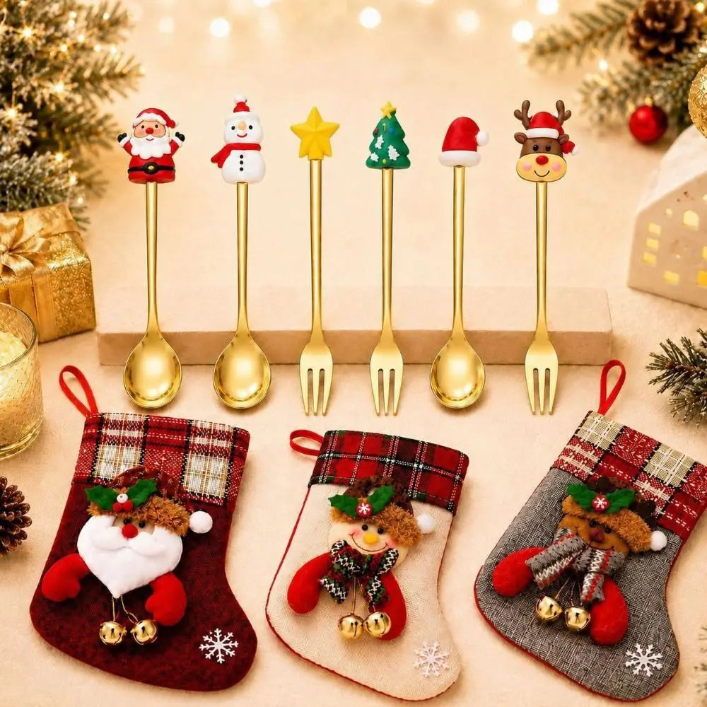 Christmas Coffee Spoons Set – Santa, Tree & Star Motifs