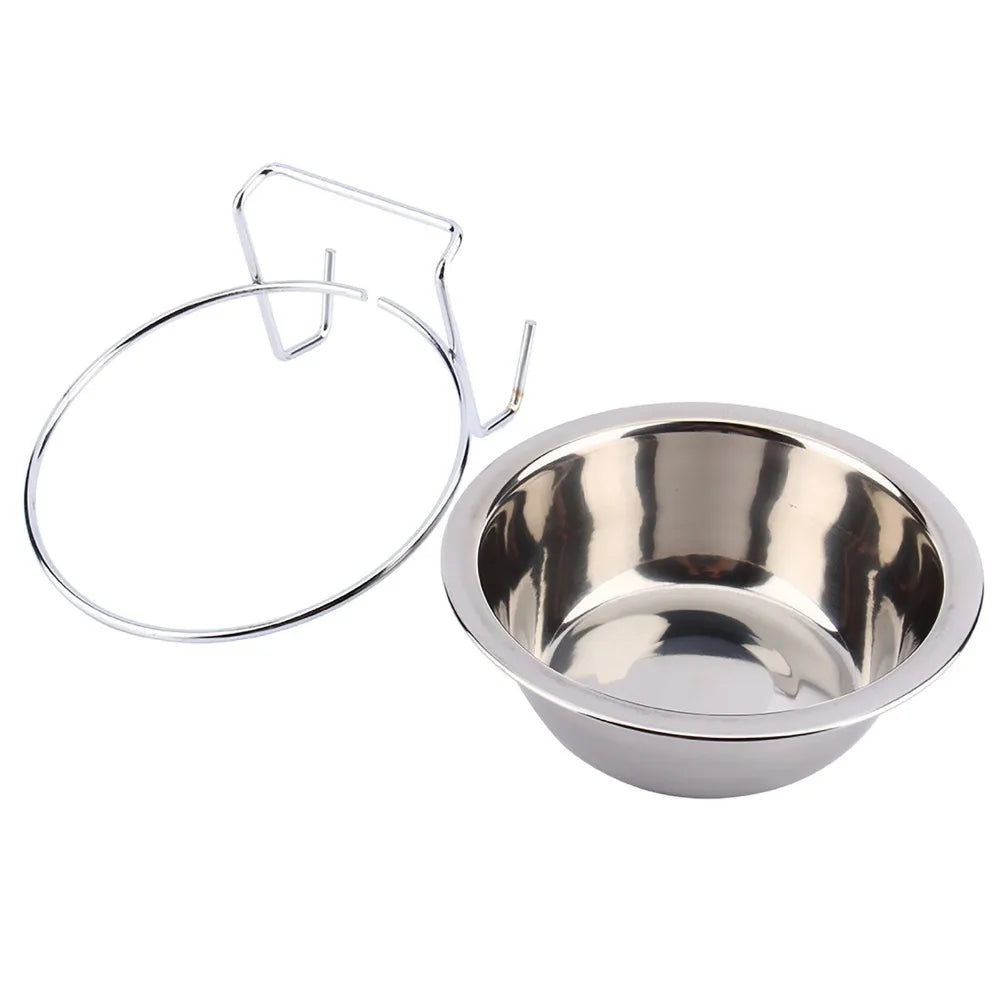 Stainless Steel Hanging Dog Bowl Anti-Tip Crate Feeder S/M/L
