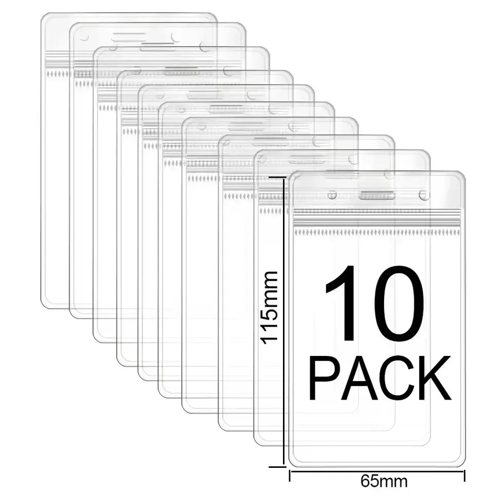 Transparent Waterproof ID Badge Holders with Resealable Zip ID Badge Holder Nixie A-Clear 10PCS