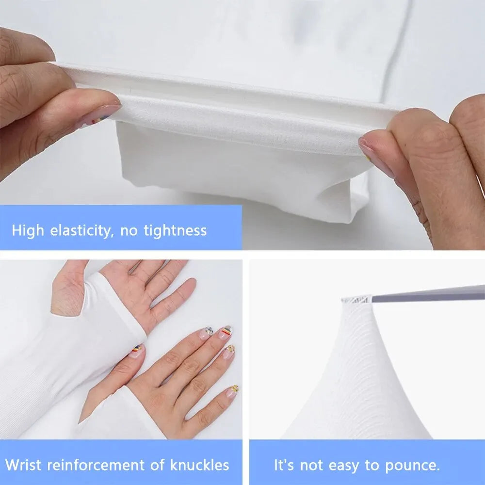 2 Pairs UV Protection Ice Silk Fingerless Arm Sleeves – Unisex