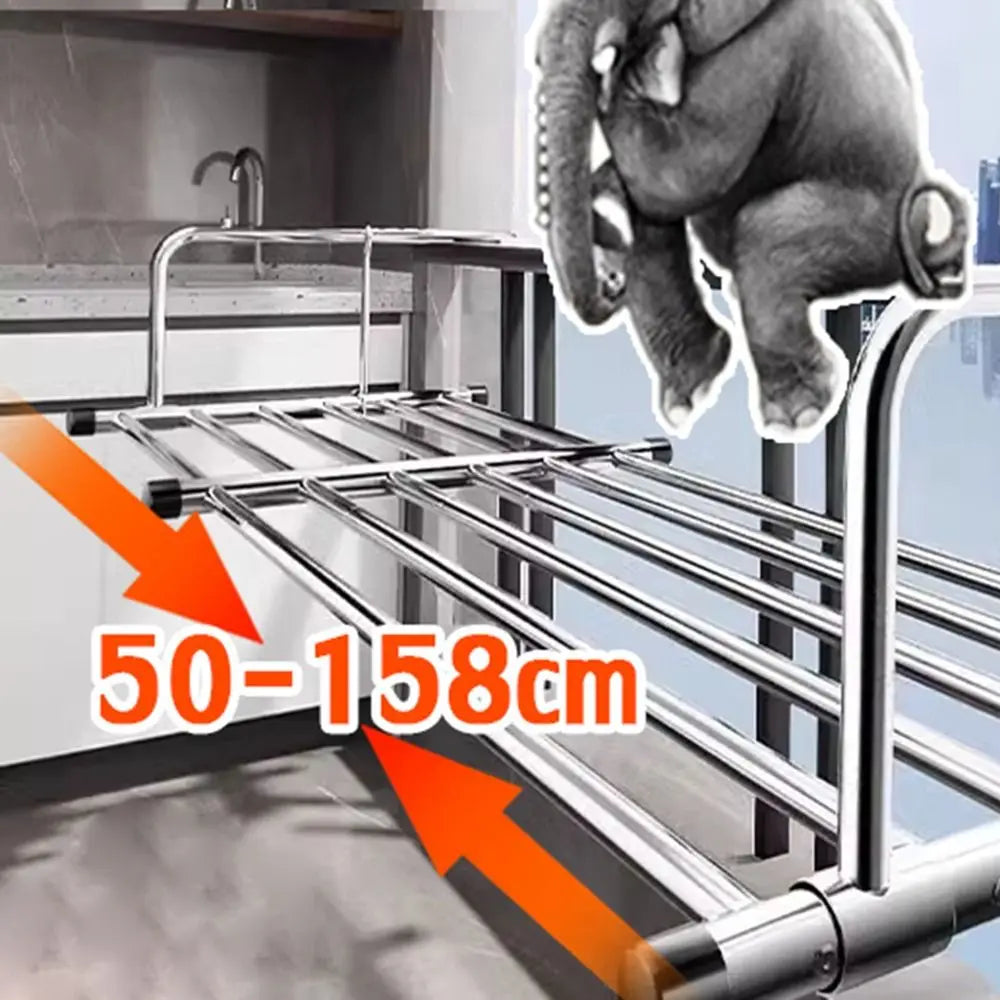 Adjustable Stainless Steel Clothes Drying Rack 50–158cm