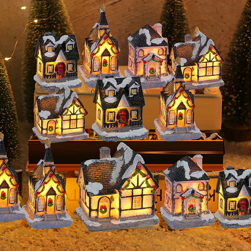 Mini LED Christmas Village House – Xmas Winter Décor Gift Christmas Village Decor Nixie