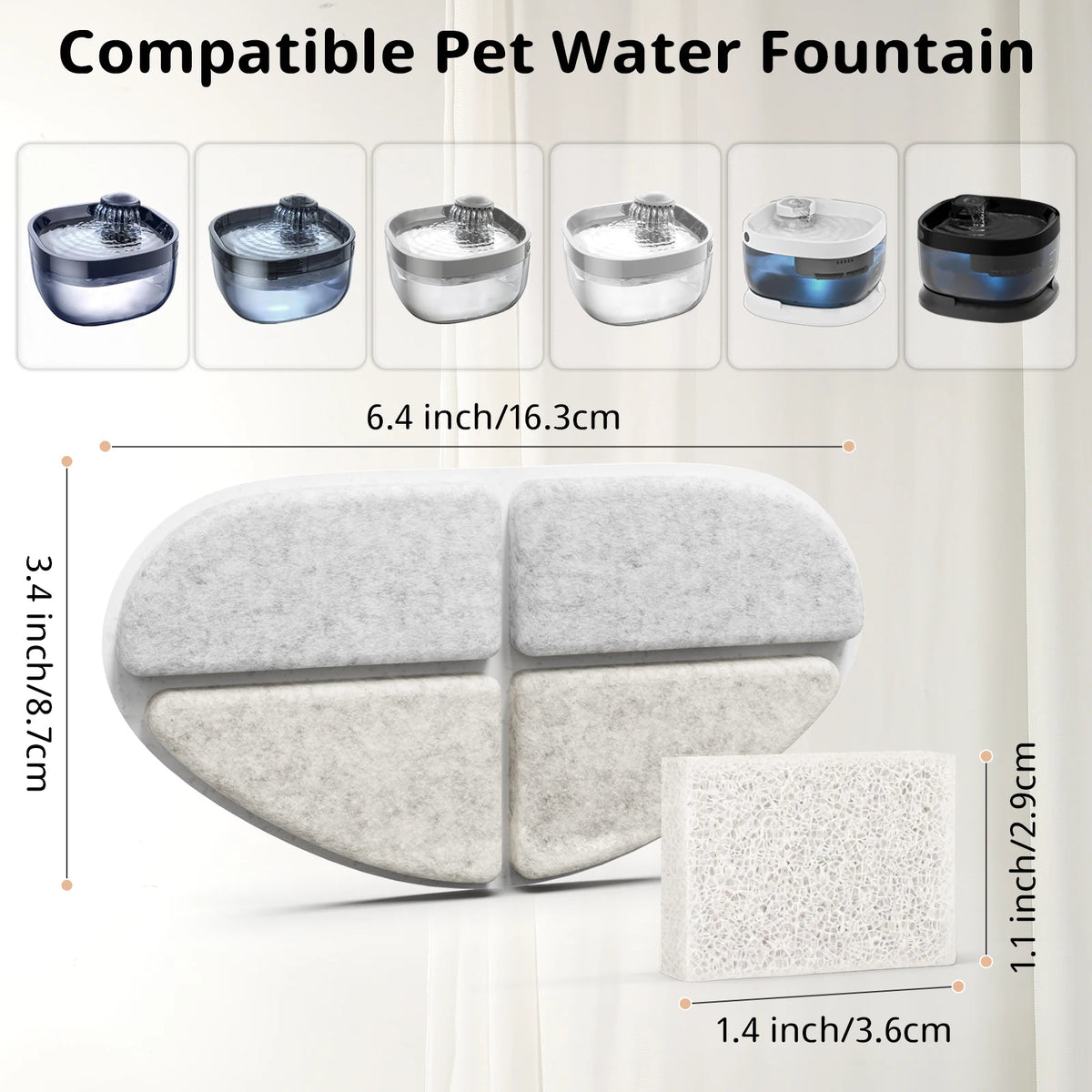 7L Round Pet Water Fountain & Replacement Filter Cartridges Pet Water Fountain Nixie