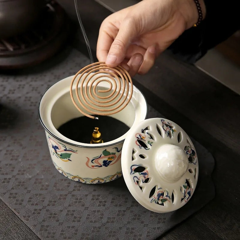 Ceramic Incense Burner with Cover – Zen Aromatherapy Décor Incense Burner Nixie