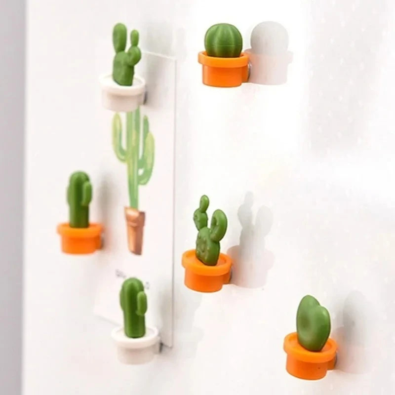 6Pcs 3D Succulent Cactus Fridge Magnets – Cute Kitchen Decor Decorative Fridge Magnets Nixie