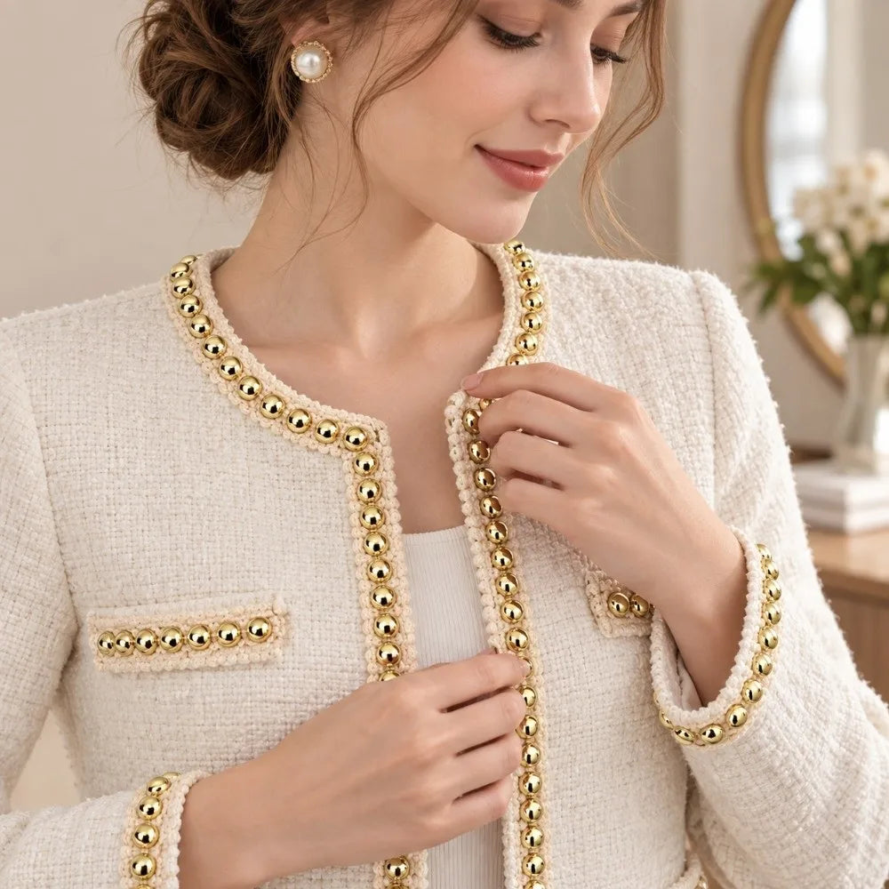 2-Yard Polyester Lace Trim Gold Thread Pearl Edge DIY Ribbon Lace Fabric Trim Nixie