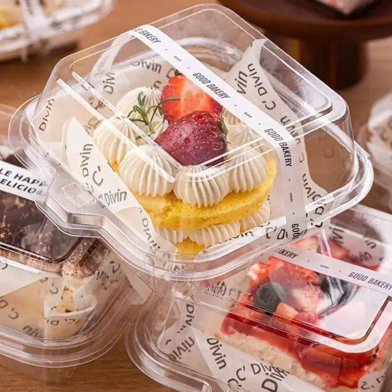 Clear Clamshell Plastic Cake Boxes Bento Packaging 10/50Pcs