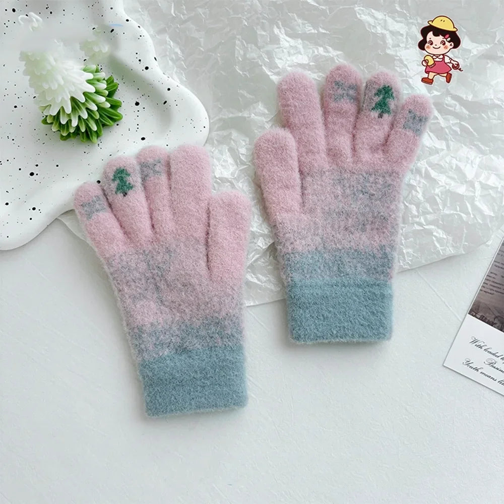 Touch Screen Winter Knitted Gloves – Warm Velvet Unisex Mittens Winter Knitted Gloves Nixie pink