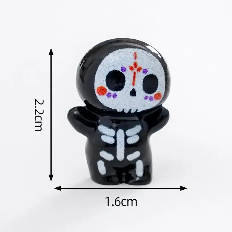 6 Mini Resin Sugar Skull Figurines – Halloween Day of Dead Décor Resin Skull Figurines Nixie