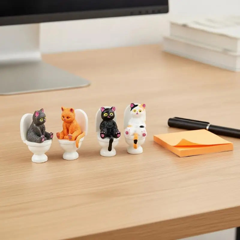 Funny Toilet Cat Resin Figurine – Cute Desktop Ornament Resin Figurine Nixie