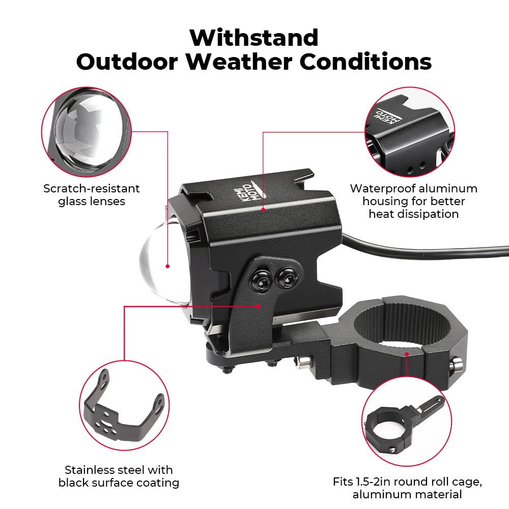KEMIMOTO UTV ATV Whip Lights | 1.5"–2" Roll Cage | Polaris Can-Am UTV ATV Whip Lights Nixie