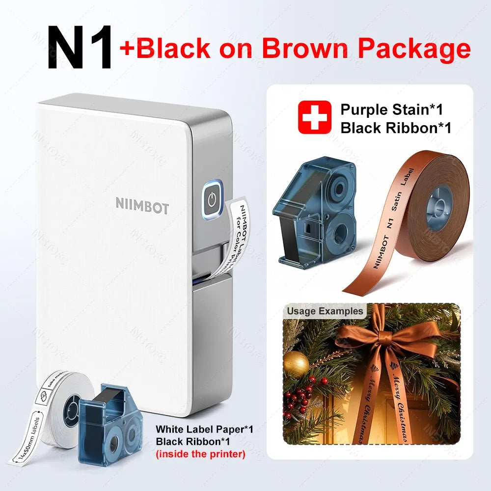 Niimbot N1 Thermal Transfer Label Printer – Bluetooth, 203dpi Thermal Label Printer Nixie ad Black-Brown Stain