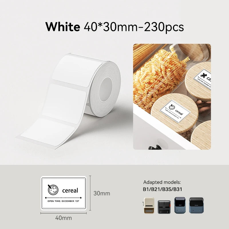 Niimbot Thermal Label Stickers – Waterproof & Oilproof Refills Thermal Label Refills Nixie White 4030