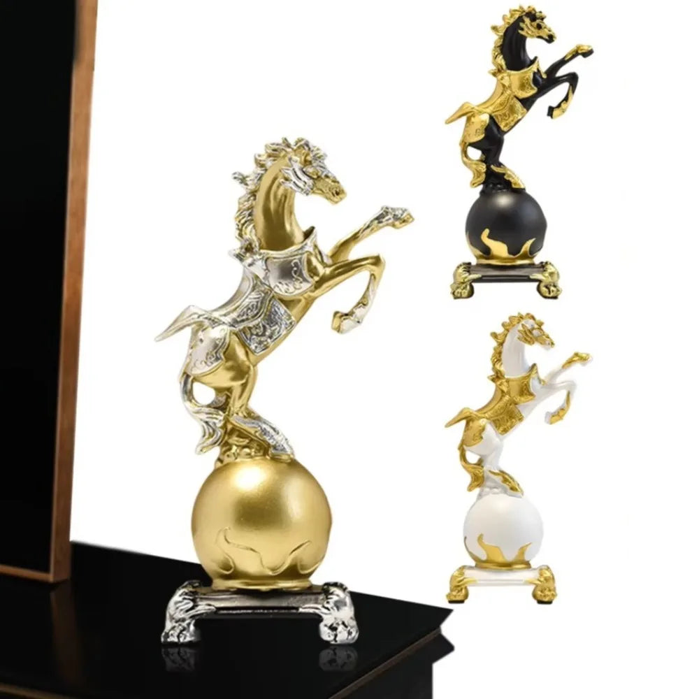 Feng Shui Lucky Horse Statue – Resin Home Office Décor Decorative Sculpture Nixie
