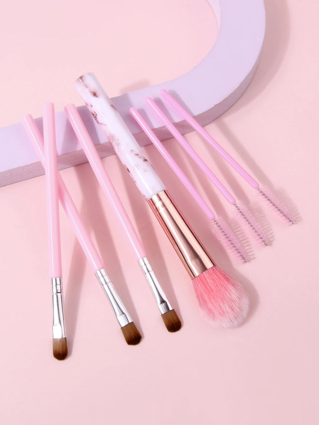 7-Piece Pink Makeup Brush Set – Blush, Eye & Brow Brushes Makeup Brush Set Nixie
