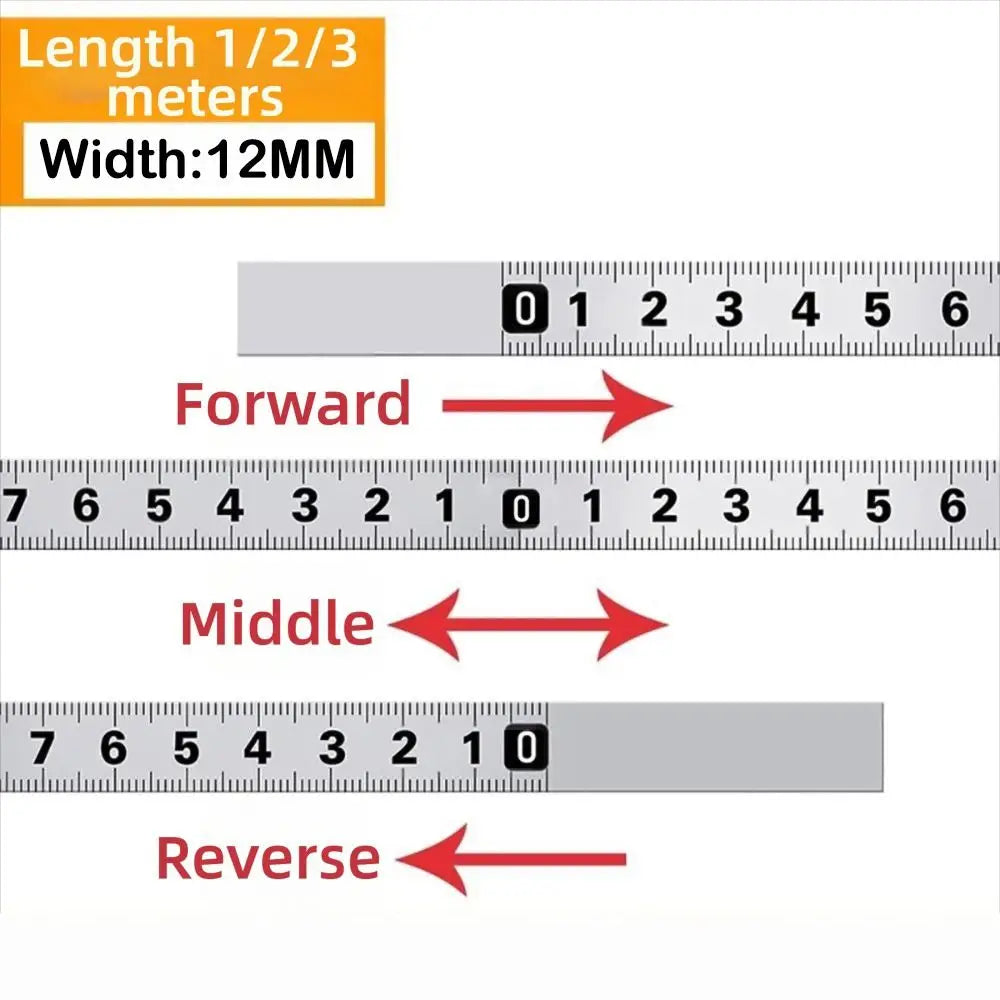 Self-Adhesive Stainless Steel Measuring Tape 12MM 1–3M Adhesive Measuring Tape Nixie