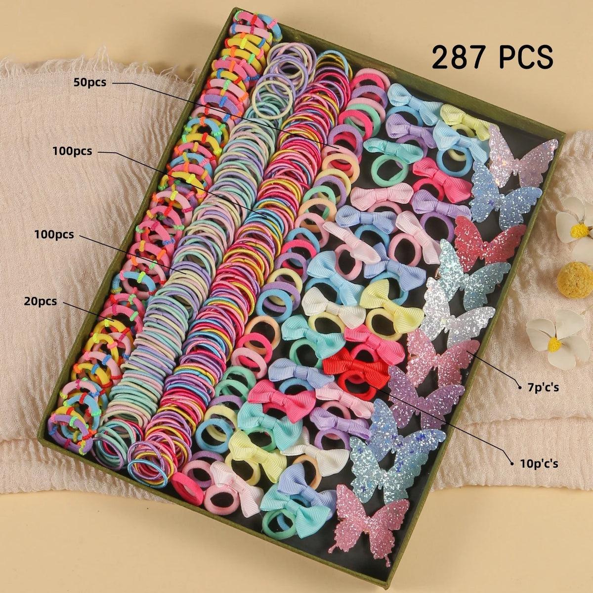 974pc Girls Sequin Butterfly & Star BB Hair Clips Set Kids Hair Clips Nixie 12-287Pcs No Box Bag