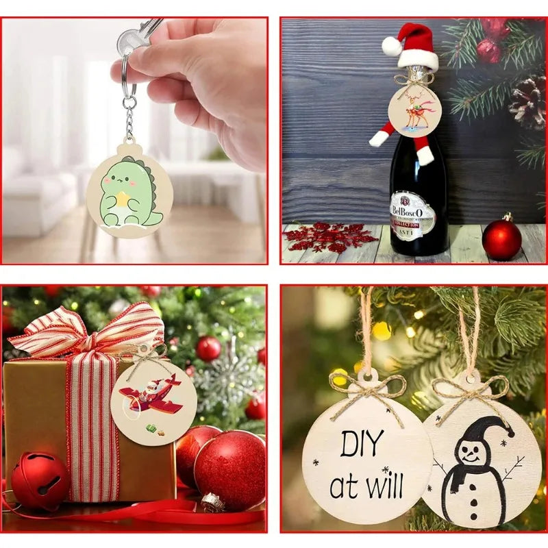 DIY Blank Wooden Christmas Ball Ornaments – Round Wood Baubles DIY Wood Ornaments Nixie