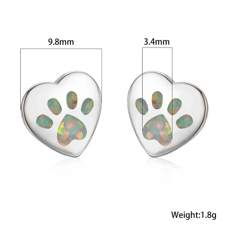 Blue Simulated Opal Heart Stud Earrings – Nickel Free, Zinc Alloy Stud Earrings Nixie