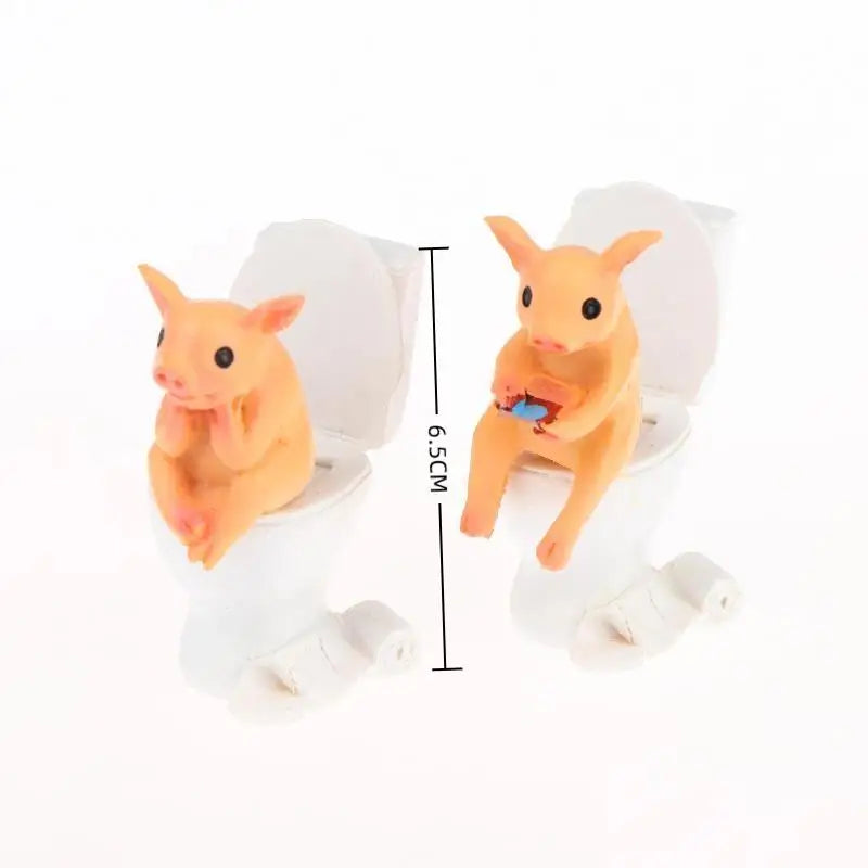 Funny Pig on Toilet Resin Figurine – Whimsical Home Decor Resin Figurine Nixie