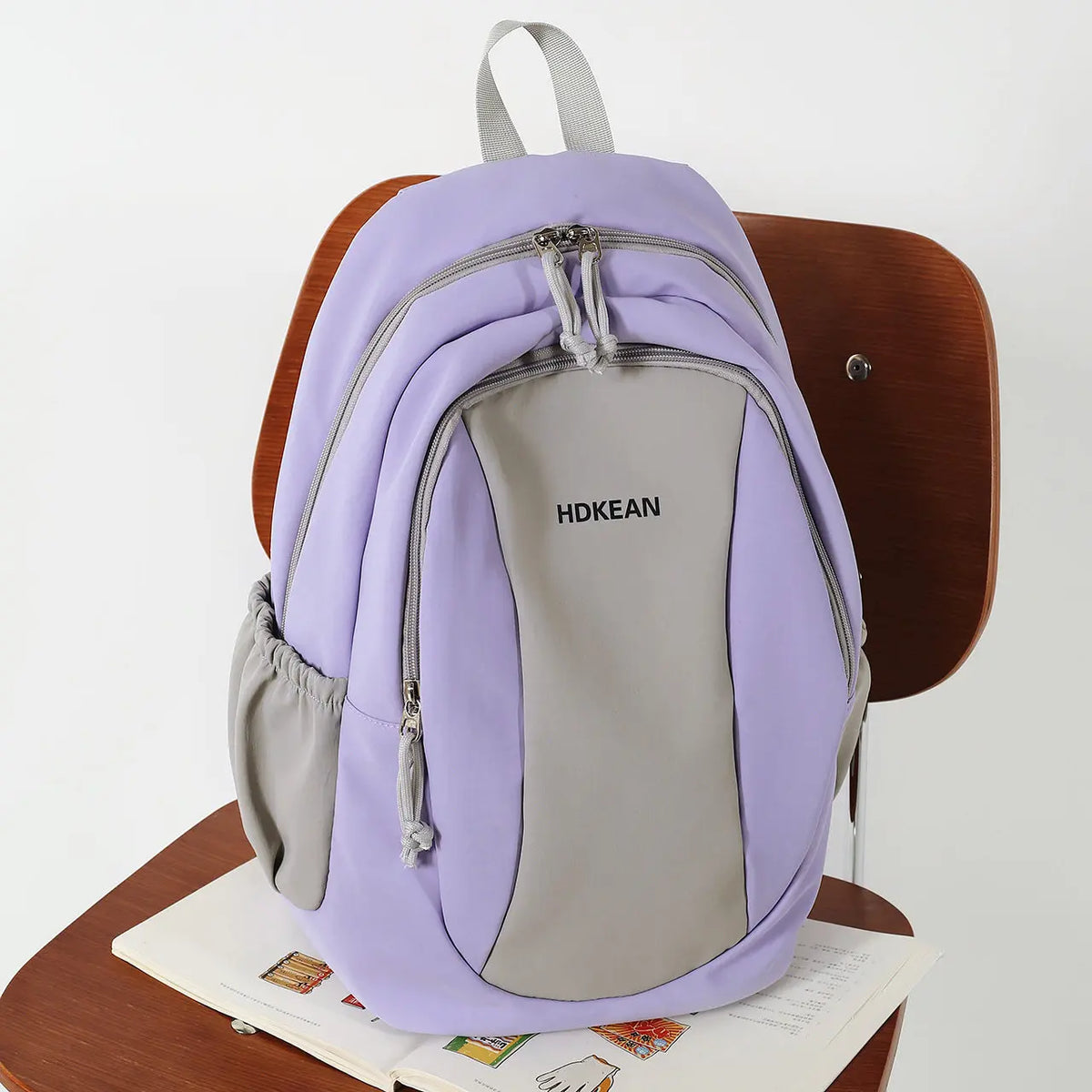 Vintage Color-Block Large Capacity College Backpack – Unisex College Backpack Nixie Purple