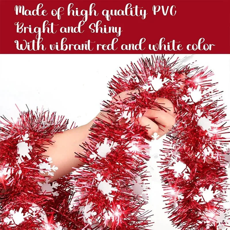 2M Christmas Snowflake Tinsel Garland – Metallic Xmas Decor Christmas Tinsel Garland Nixie