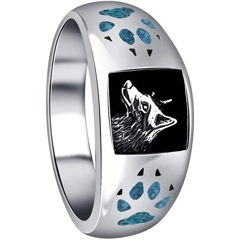 Southwest Wolf Head & Claw Silver Ring | Sizes 6–10 | Punk Style Fashion Ring Nixie 4 WHITE