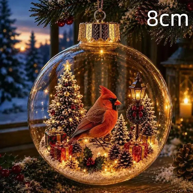 LED Luminous Christmas Crystal Ball Ornament – Santa & Snowman Christmas Ball Ornament Nixie A13 8cm