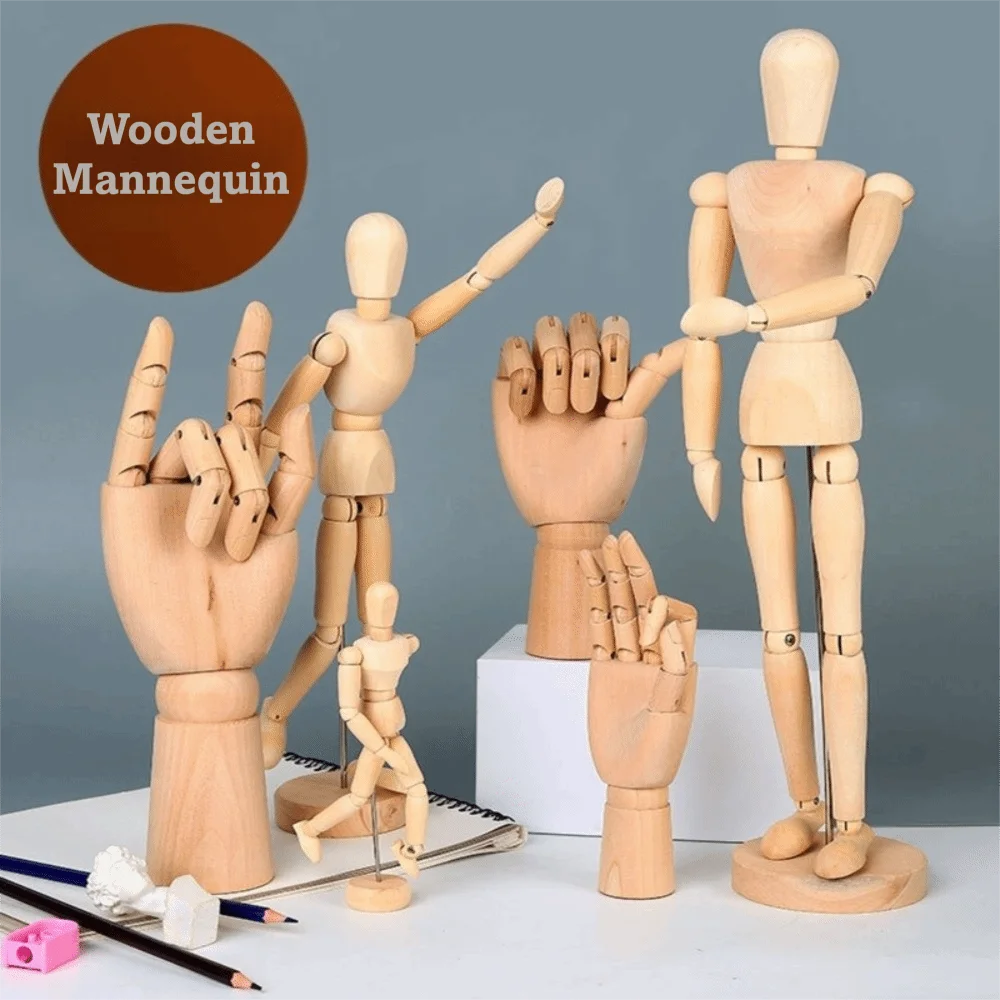 Poseable Wooden Artist Mannequin – Multiple Sizes Drawing Figure Artist Drawing Mannequin Nixie