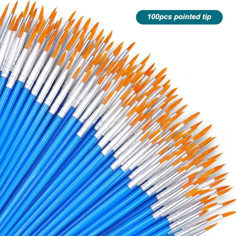 Nylon Paint Brush Set 30–110 Pcs | Round & Flat Art Brushes Art Paint Brush Set Nixie A6